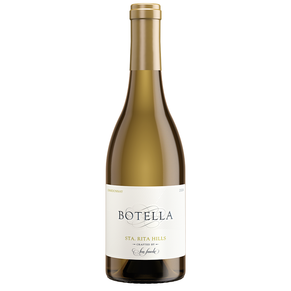 A bottle of Botella  Chardonnay on a white background.