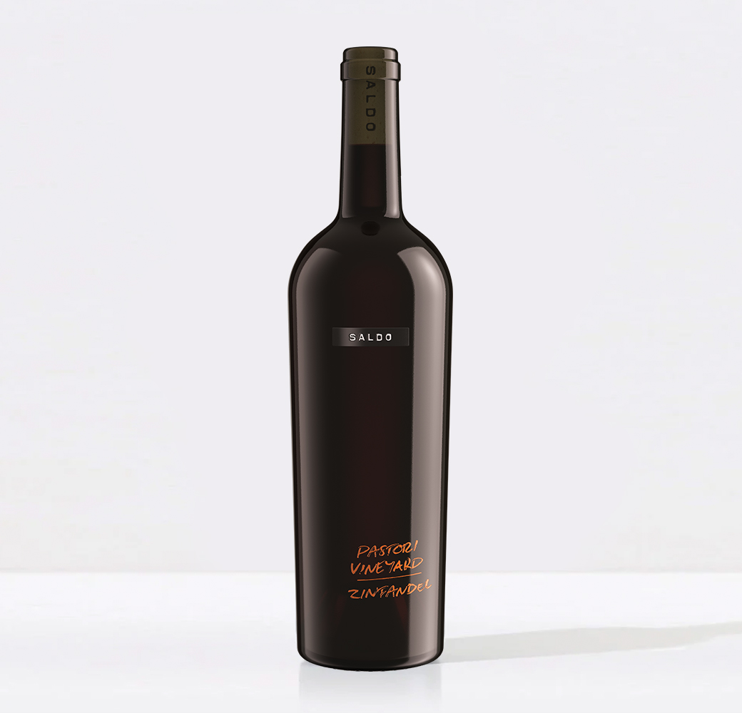 Bottle of Saldo Pastori Vineyard Zinfandel on a white background
