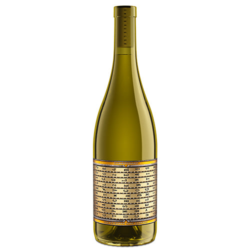 A bottle of Unshackled Chardonnay on a white background