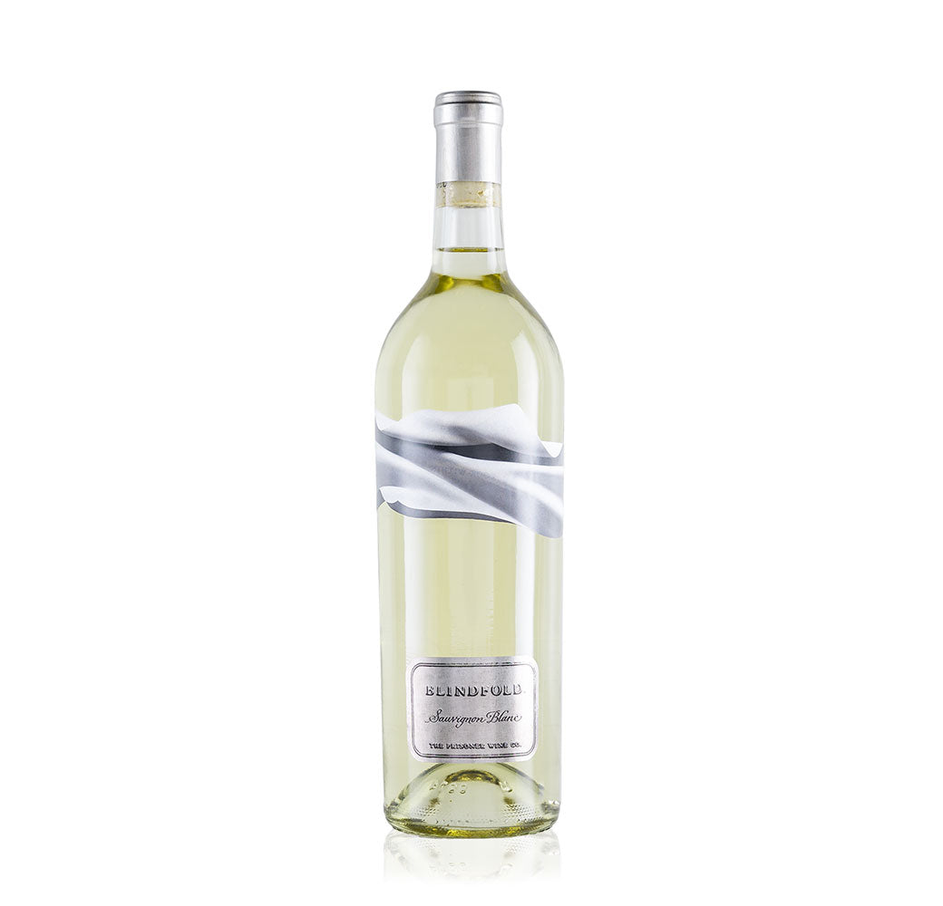 Blindfold Sauvignon Blanc wine bottle on a blank white background