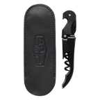 The Prisoner Corkscrew in a leather pouch on a blank background