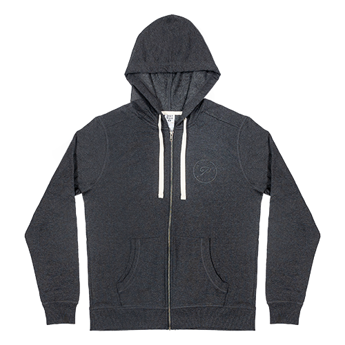 The Prisoner gray Zip Hoodie on a blank background